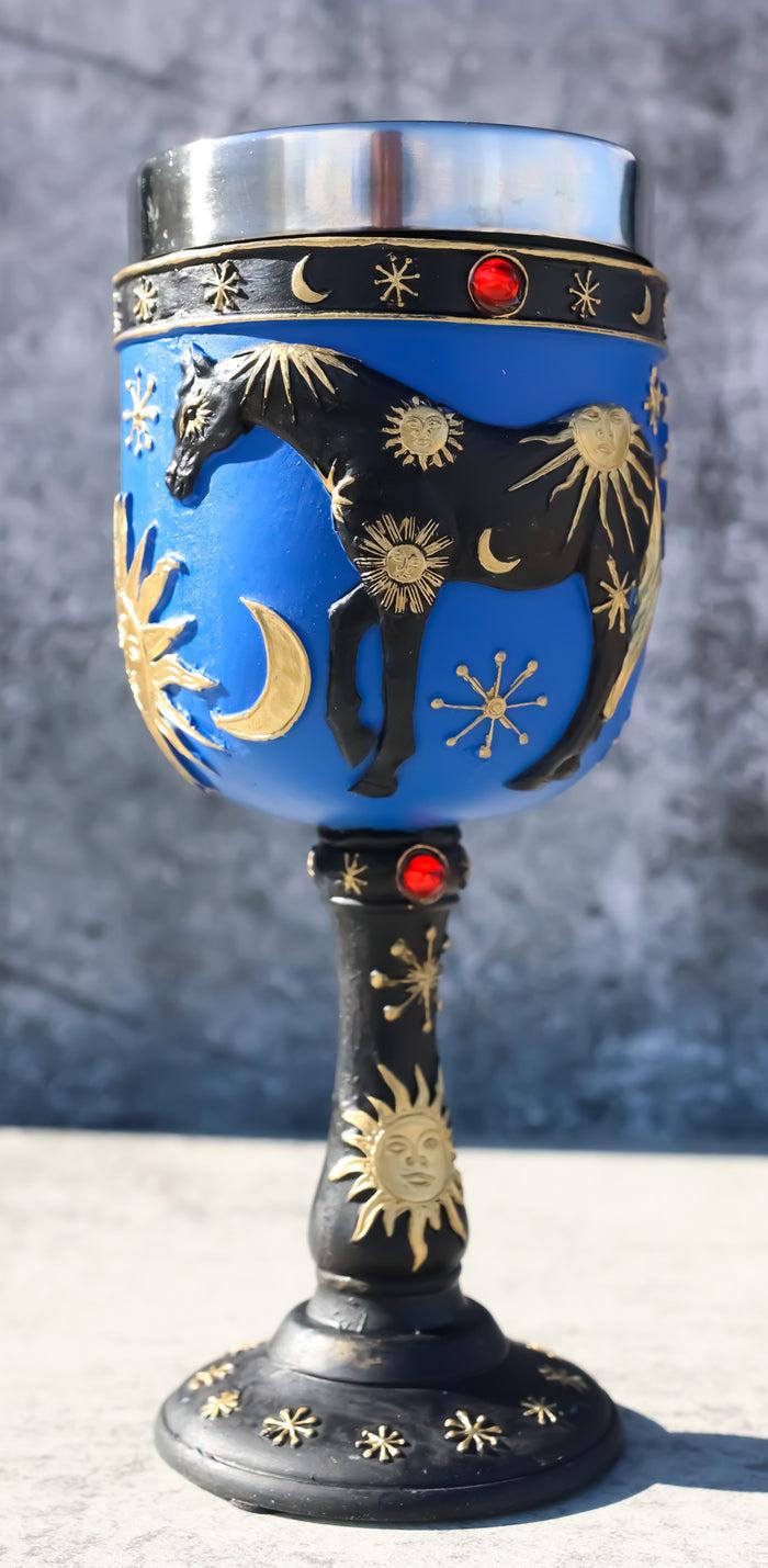 Trail Of Painted Ponies Sky Of Enchantment Celestials Sun Moon Horse Wine Goblet