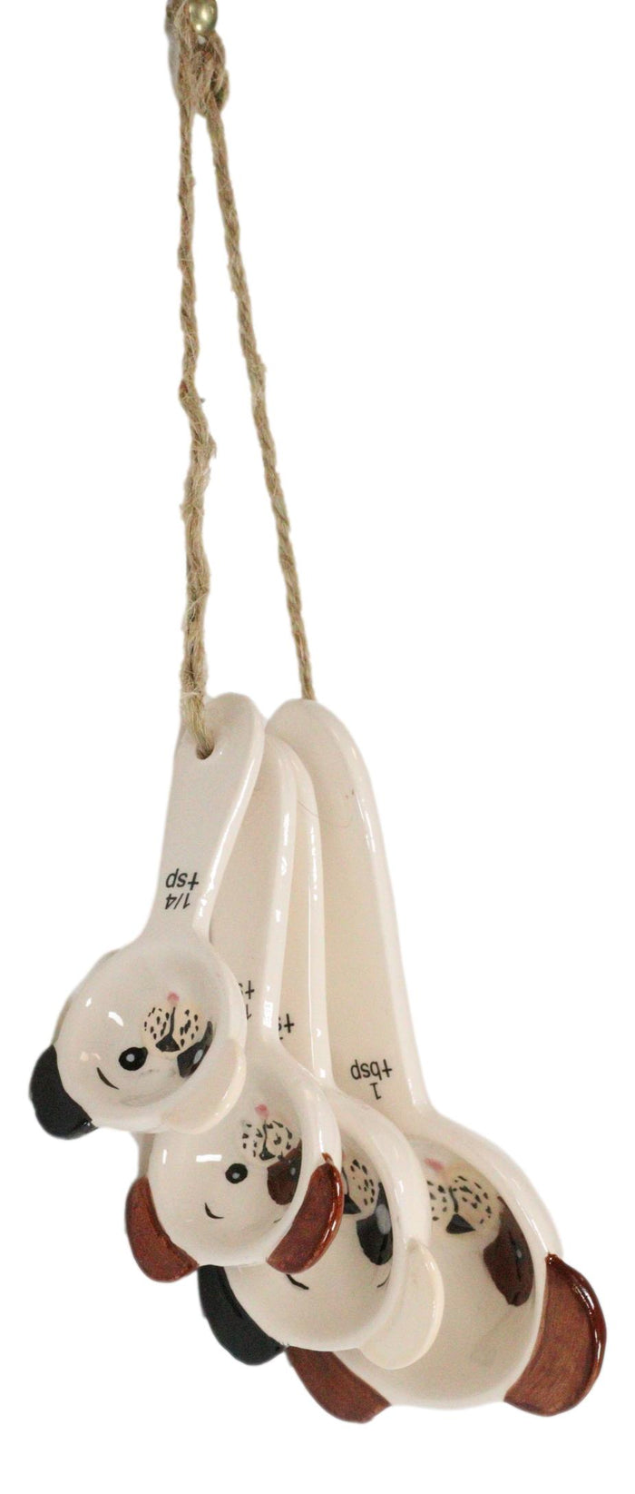 Tramp Mutt Dog Puppies Face Ceramic Stackable Kitchen Measuring Spoons Set