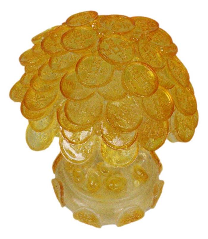 Translucent Feng Shui Golden Money Prosperity Tree Statue Luck Wealth Talisman