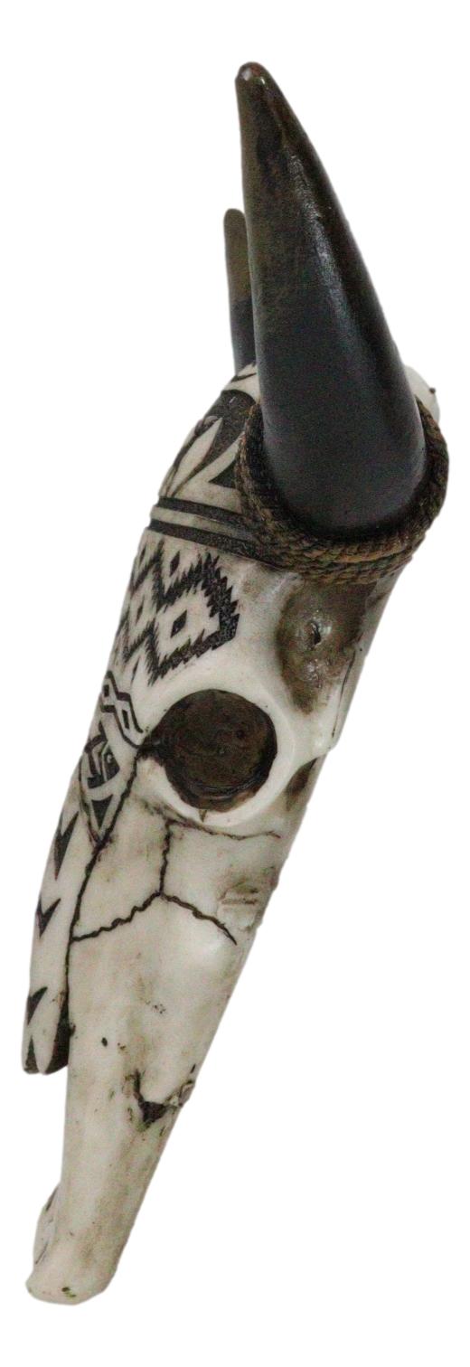 Tribal Tattoo Wildlife Deer And Fishes Abstract Cow Skull Wall Decor Plaque
