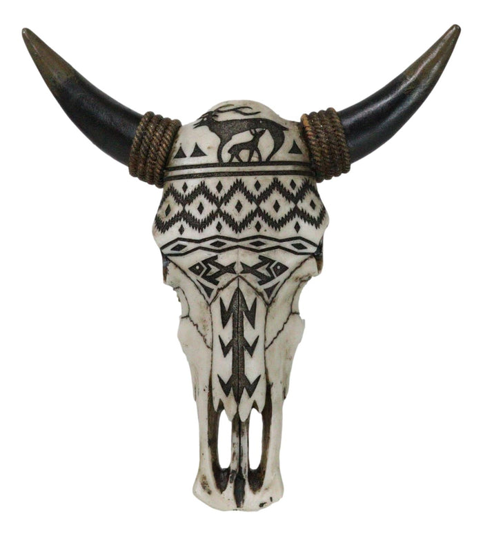 Tribal Tattoo Wildlife Deer and Fishes Abstract Cow Skull Wall Decor Plaque Tribal Tattoo Wildlife Deer and Fishes Abstract Cow Skull Wall Decor Plaque