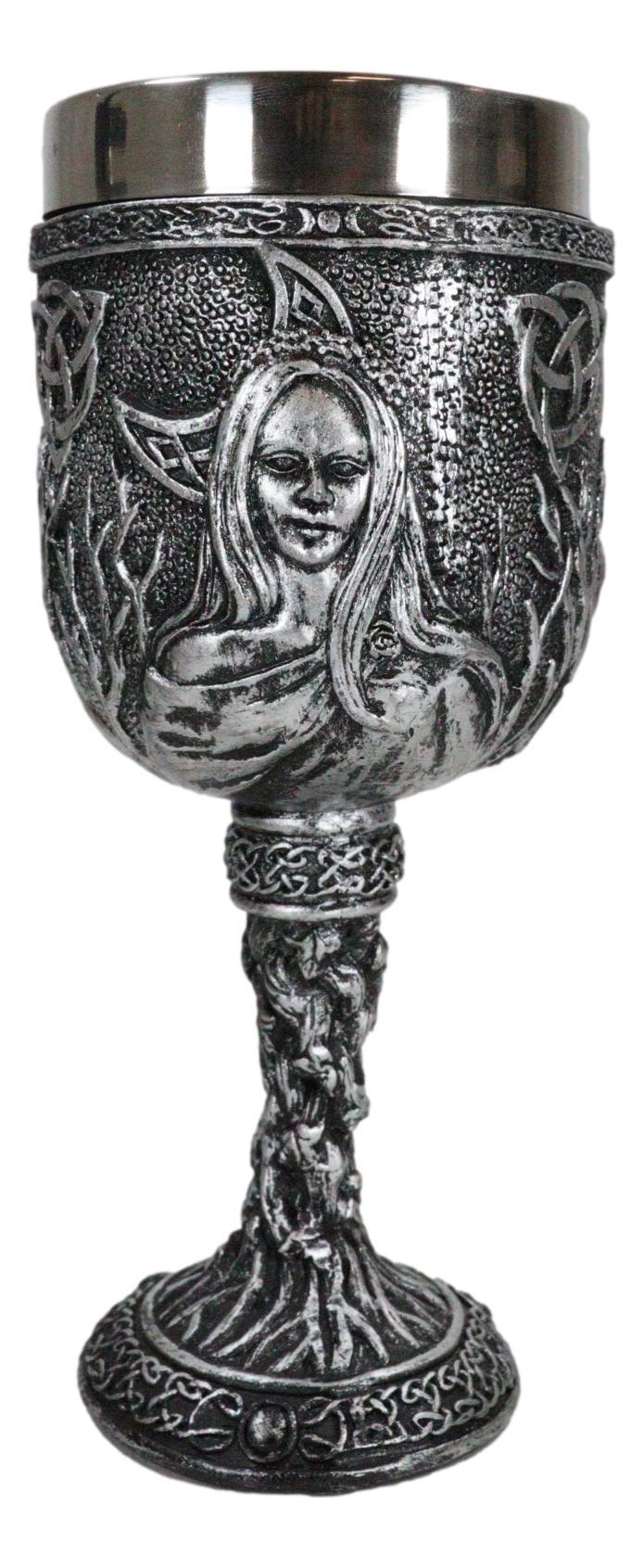 Triple Goddess Maiden Mother Crone Witchcraft Wine Drink Goblet Chalice 5oz