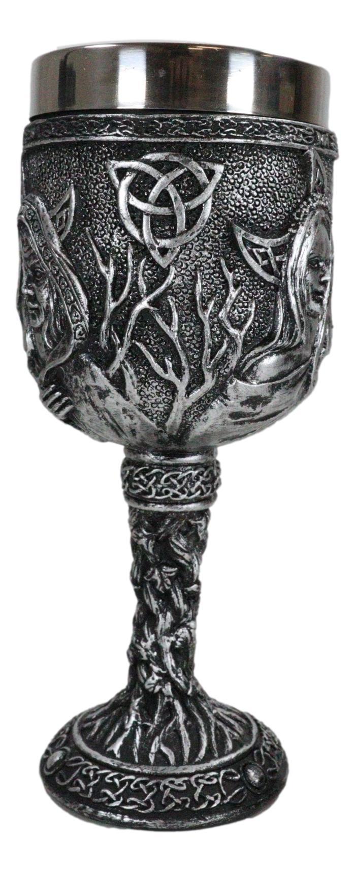 Triple Goddess Maiden Mother Crone Witchcraft Wine Drink Goblet Chalice 5oz