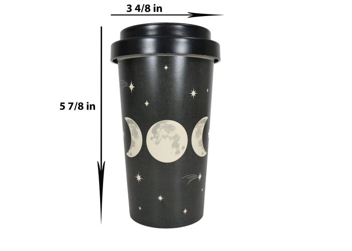 Triple Moon Waxing Full Waning Moons Bamboo Travel Mug Cup With Lid And Sleeve