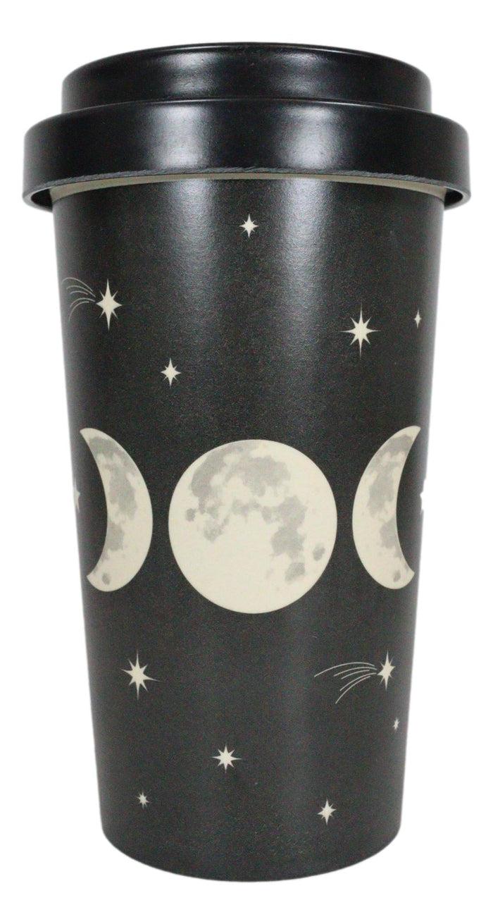 Triple Moon Waxing Full Waning Moons Bamboo Travel Mug Cup With Lid And Sleeve