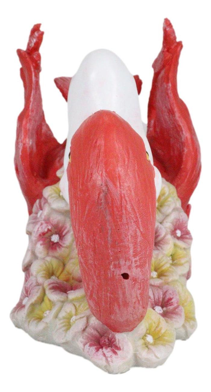 Tropical Paradise Pink Flamingo With Floral Garland Neck Wreath Wine Holder