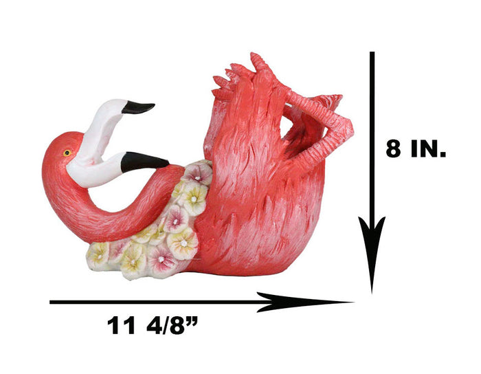 Tropical Paradise Pink Flamingo With Floral Garland Neck Wreath Wine Holder