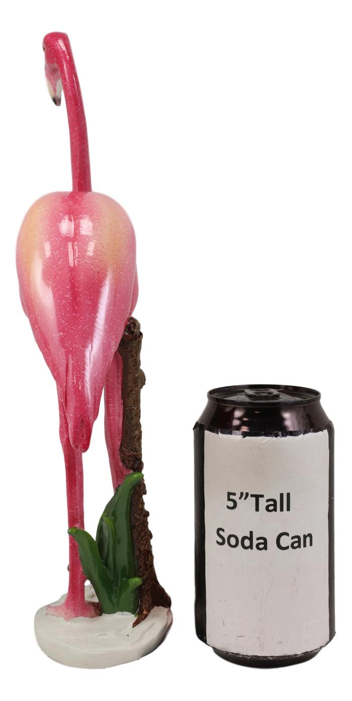 Tropical Rainforest Paradise Standing Pink Flamingo Bird Decor Statue 11.75"H