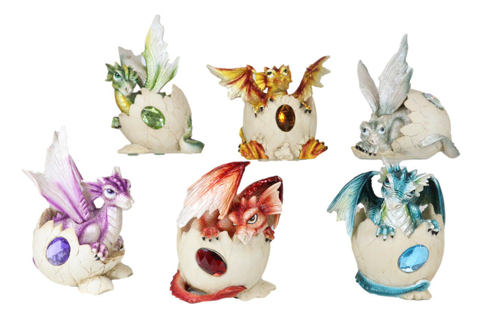 Twelve Month Birthstone Dragon Egg Statue Set Colored Gem Stone Birthday Dragons