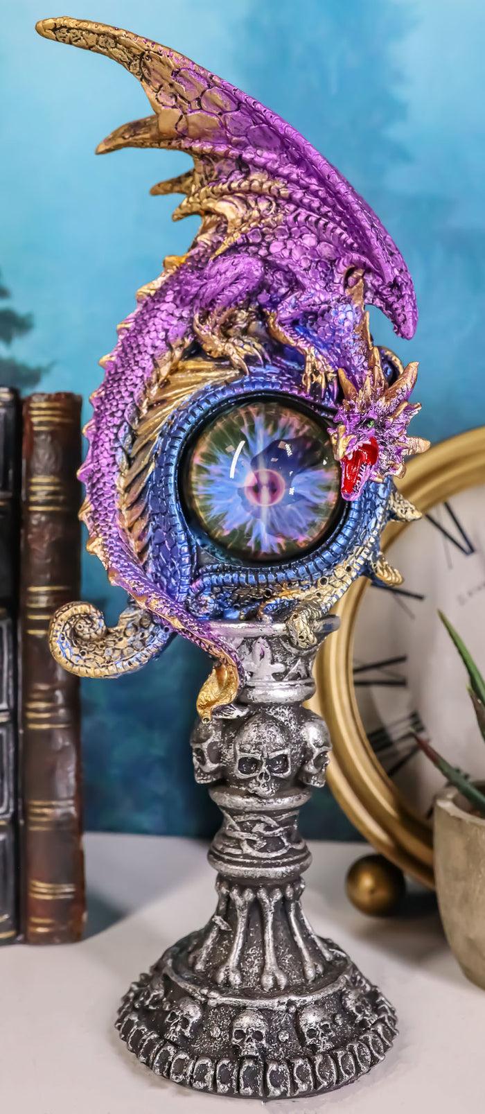 Twilight Perching Dragon On Alchemy Skulls Eye Of Sauron Ocular Tower Figurine
