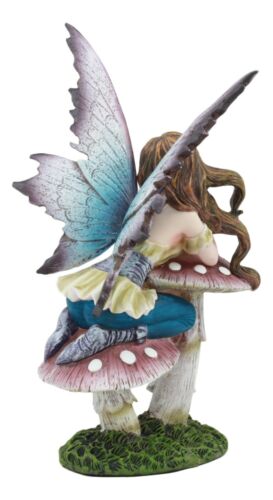 Twilight Purple Toadstool Fairy Garden Statue 7"Tall Wishing Upon A Star Fairy