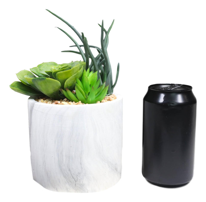 Ultra Realistic Artificial Botanica Trio Succulents Plant In Faux Marble Pot