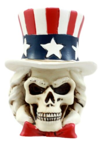 Uncle Sam Wants You Miniature Skull Figurine Patriotic Skeleton Bust Sculpture
