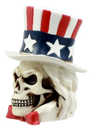 Uncle Sam Wants You Miniature Skull Figurine Patriotic Skeleton Bust Sculpture