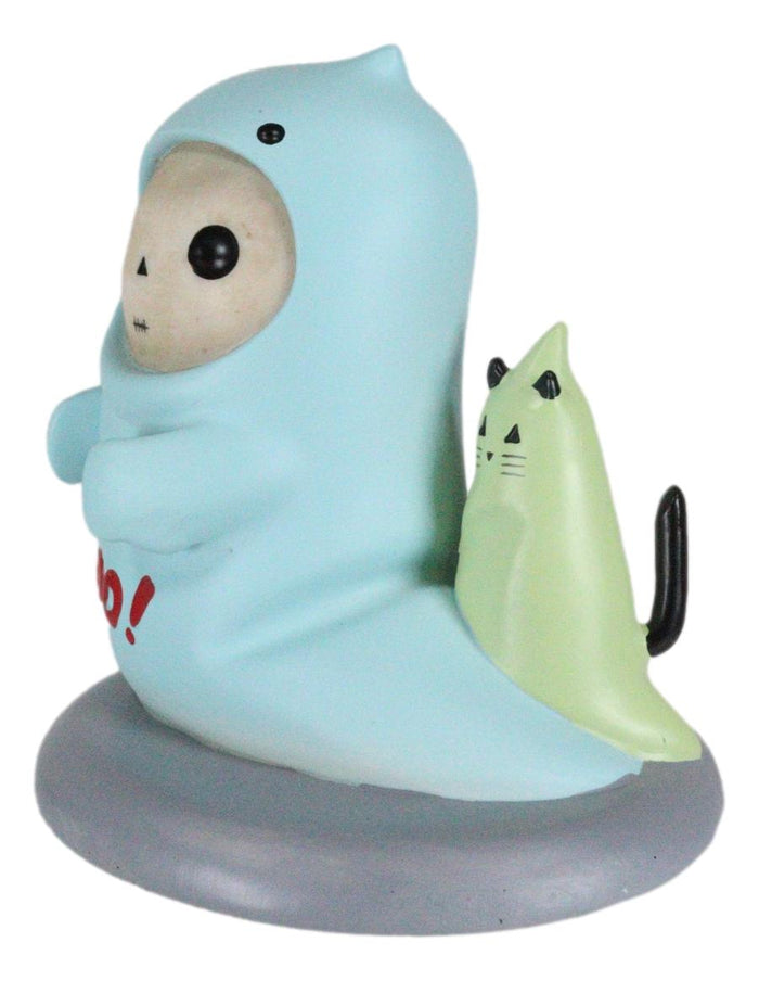 Unfortunate Lucky The Skeleton Boy Dressed In Boo Ghost Halloween Figurine