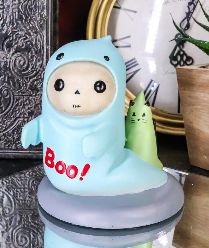 Unfortunate Lucky The Skeleton Boy Dressed In Boo Ghost Halloween Figurine