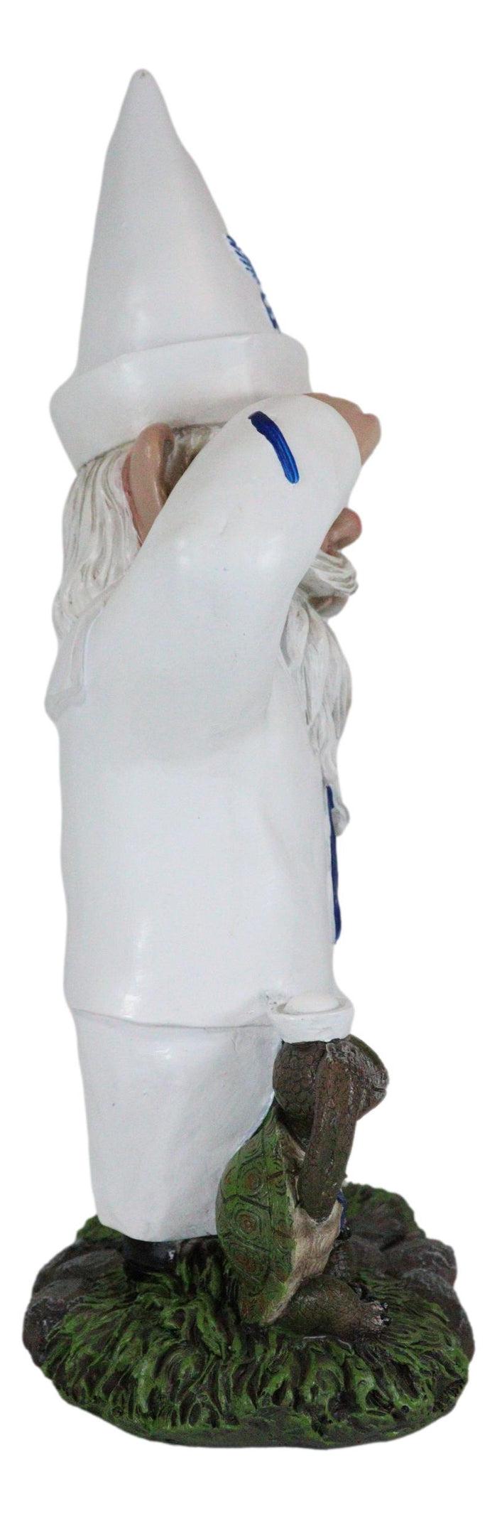 USA Patriotic White Uniformed Sailor Navy Gnome With Tortoise In Salute Statue