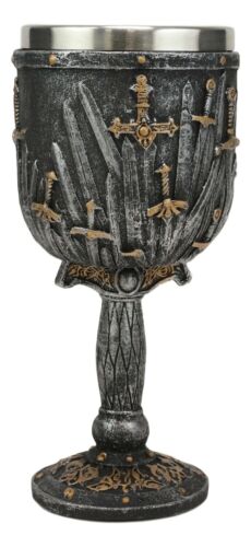 Valyrian Steel Swords And Armory With Excalibur Sword Hilt Stem Wine Goblet 6oz