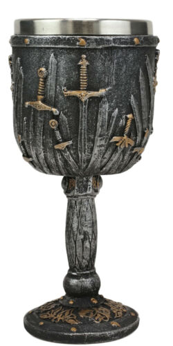 Valyrian Steel Swords And Armory With Excalibur Sword Hilt Stem Wine Goblet 6oz