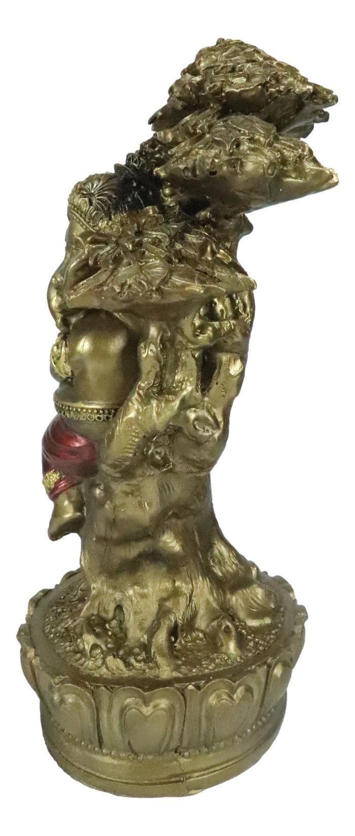 Vastu Hindu God Ganesha Ganapati Playing Flute On Tree Of Life By Mouse Figurine