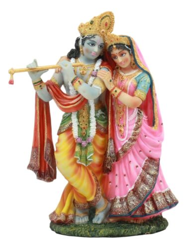 Vedic Radha And Krishna Statue Avatar Of Vishnu Shakti God's Divine Love 8"H