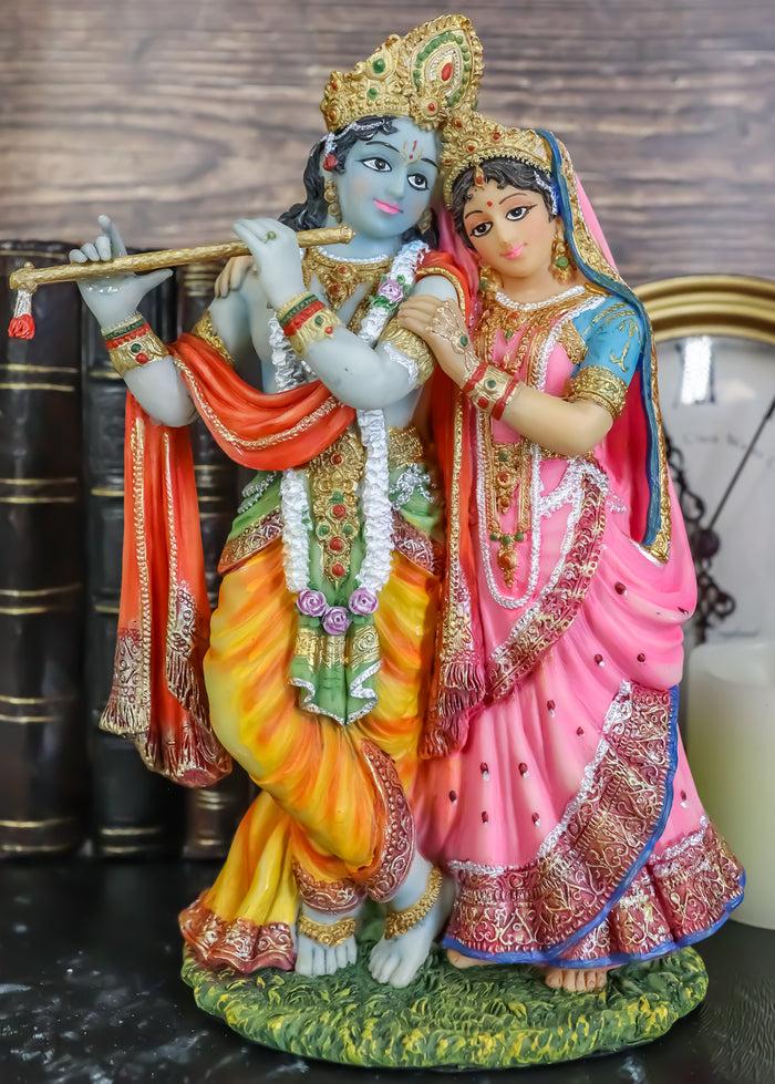 Vedic Radha And Krishna Statue Avatar Of Vishnu Shakti God's Divine Love 8"H