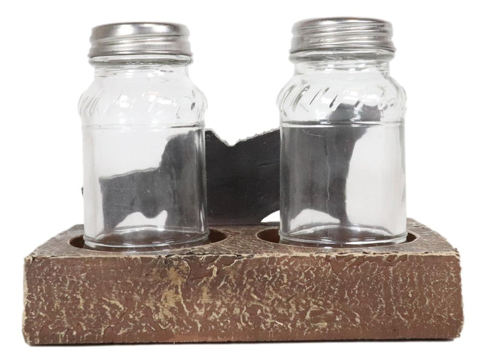 Veteran Military Fallen Soldier Rifle Helmet Salt Pepper Shakers Holder Figurine