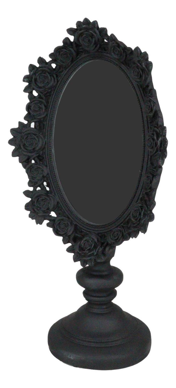 Victorian Black Gothic Roses Floral Vanity Dresser Desktop Table Mirror Decor