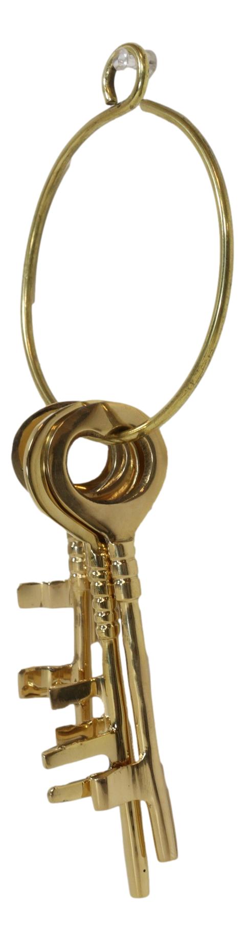 Vintage Antique Design Brass Golden Assorted Jailor Keys On Ring Set Of 5