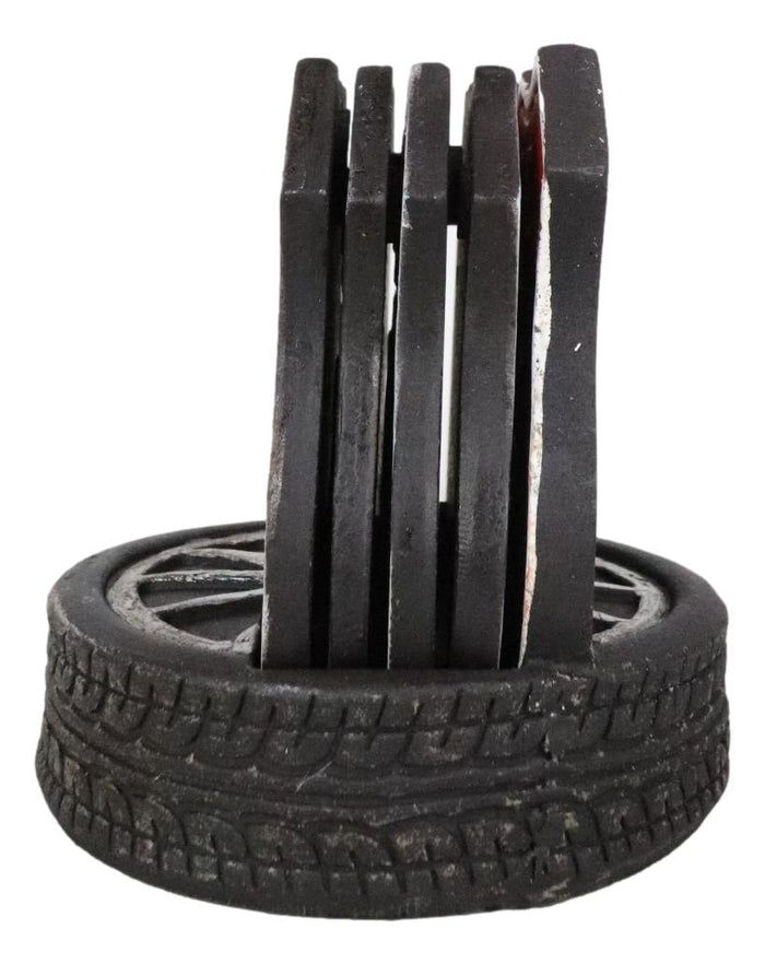 Vintage Classic Road Trip Iconic Route 66 Highway Sign Truck Tire Coaster Set