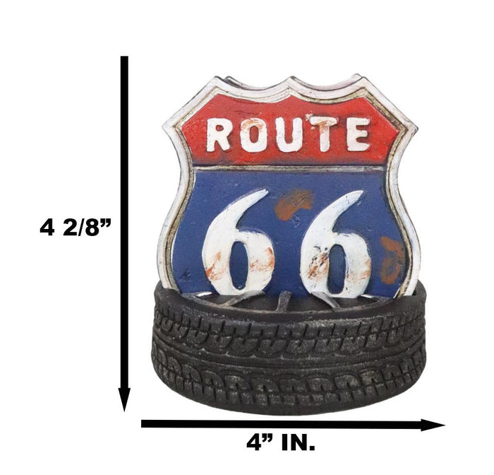 Vintage Classic Road Trip Iconic Route 66 Highway Sign Truck Tire Coaster Set