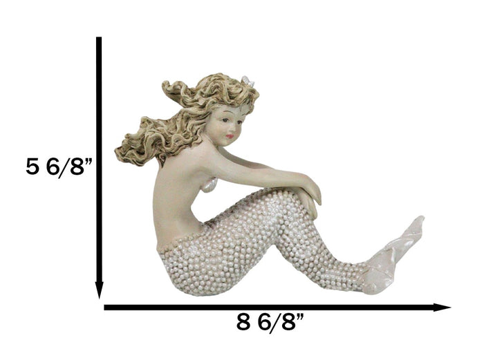 Vintage Ocean Atlantis Pretty Mermaid Girl With Beaded Tail Sitting Figurine