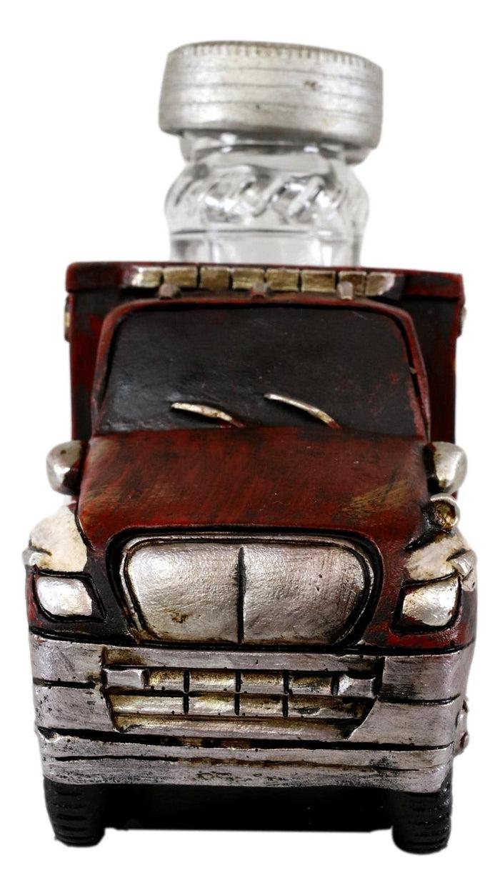 Vintage Red Ambulance Truck Figurine Holder For Glass Salt And Pepper Shakers