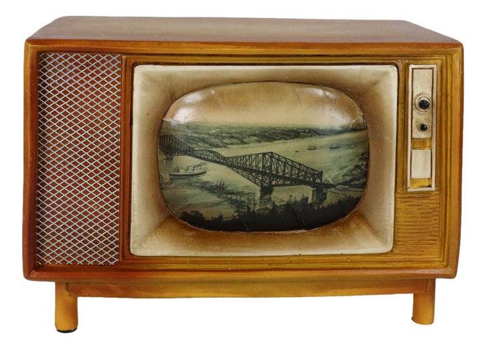 Vintage Retro Rectangle TV Television Box Set Money Coin Savings Piggy Bank