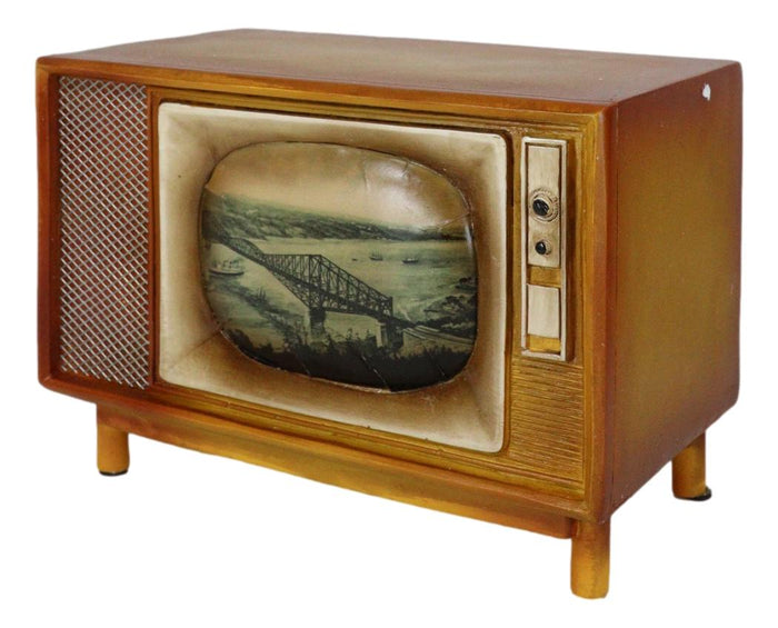 Vintage Retro Rectangle TV Television Box Set Money Coin Savings Piggy Bank