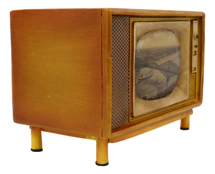 Vintage Retro Rectangle TV Television Box Set Money Coin Piggy Bank Accent Decor
