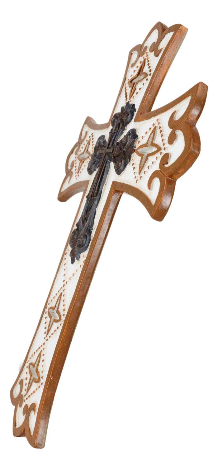 Vintage Royal Scroll Le Fleur French Fleur De Lis Layered Crucifix Wall Cross