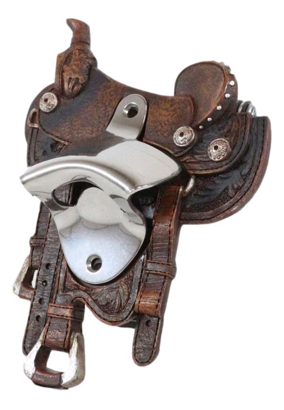 Vintage Rustic Western Cowboy Horse Saddle Wall Beer Bottle Cap Opener Figurine