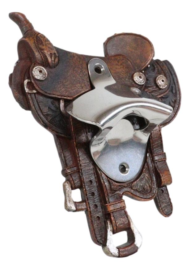 Vintage Rustic Western Cowboy Horse Saddle Wall Beer Bottle Cap Opener Figurine