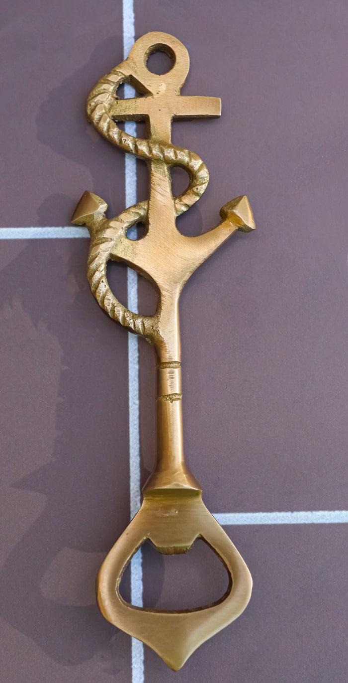 Vintage Solid Brass Metal Nautical Roped Ship Anchor Beer Bottle Cap Hand Opener
