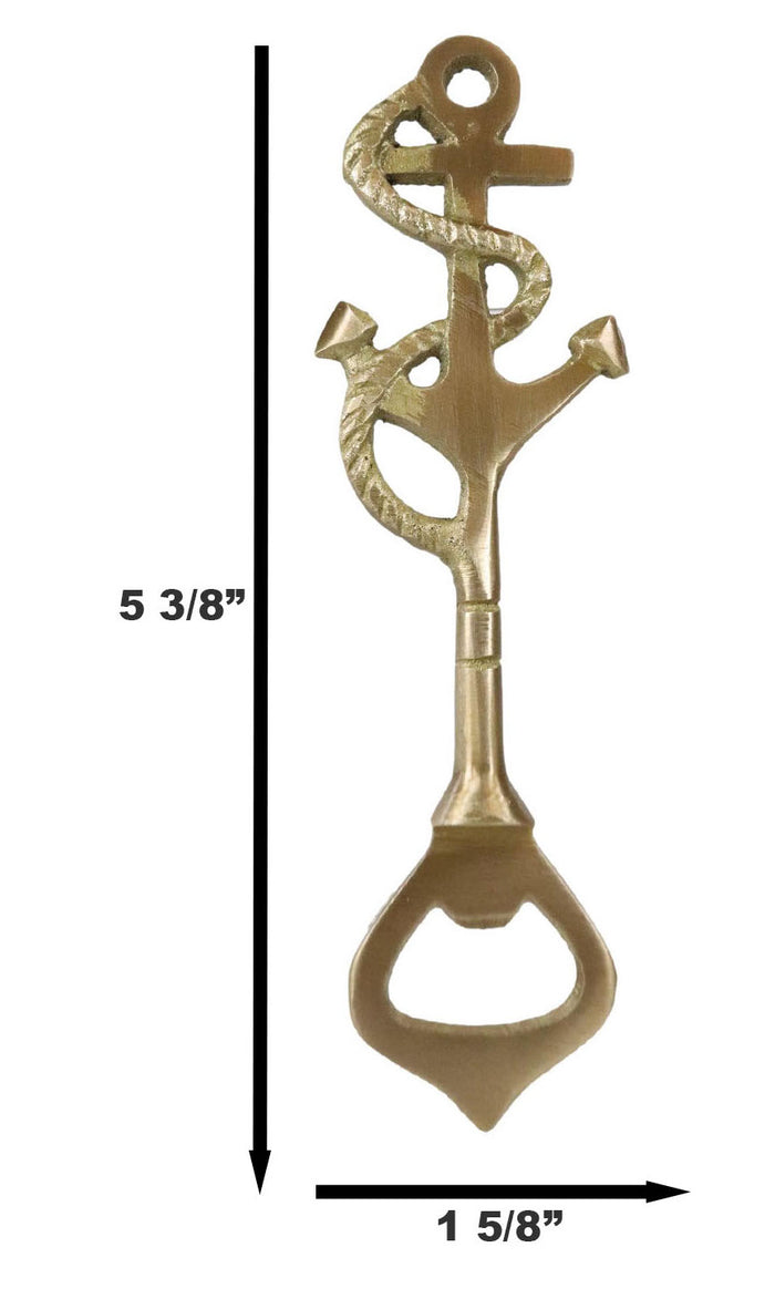 Vintage Solid Brass Metal Nautical Roped Ship Anchor Beer Bottle Cap Hand Opener