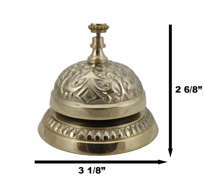 Vintage Style Brass Ornate Floral Victorian Paperweight Desk Counter Clerk Bell