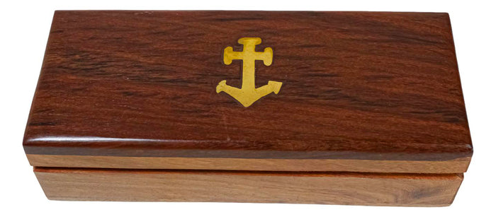 Vintage Victorian Brass Nautical Marine Pirate Anchor On Decorative Rosewood Box