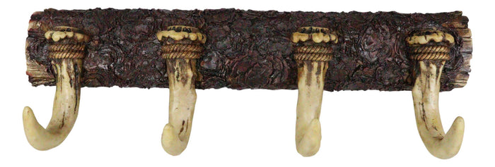 Vintage Western Rustic Stag Deer Crown Antlers 4-Pegs Wall Coat Keys Hooks Decor