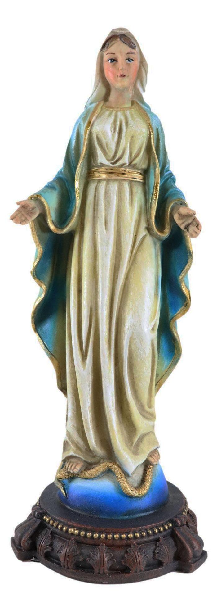 Virgin Mother Mary Madonna Our Lady Of Grace Trampling On Serpent Figurine