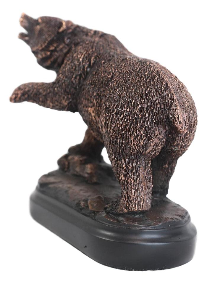 Wall Street Stock Market Bear Attacking With Paw Bronze Electroplated Figurine