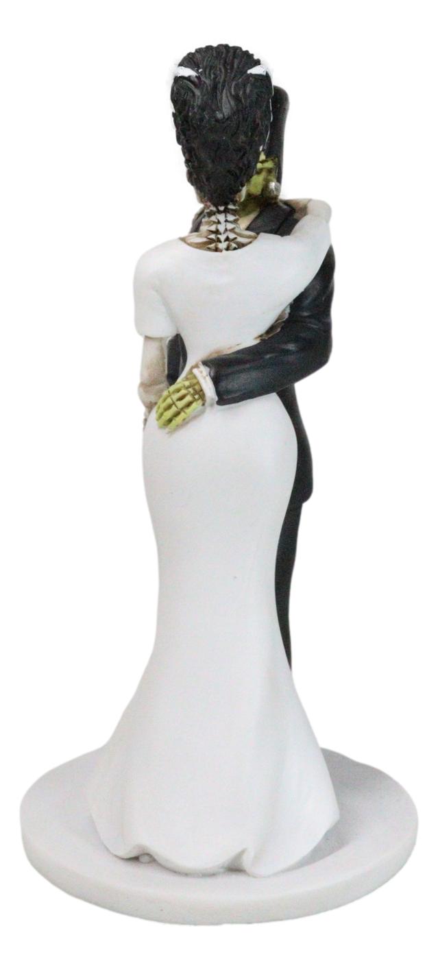 Wedding Dance Skeleton Frankenstein Skull Bride And Groom Love Sign Figurine