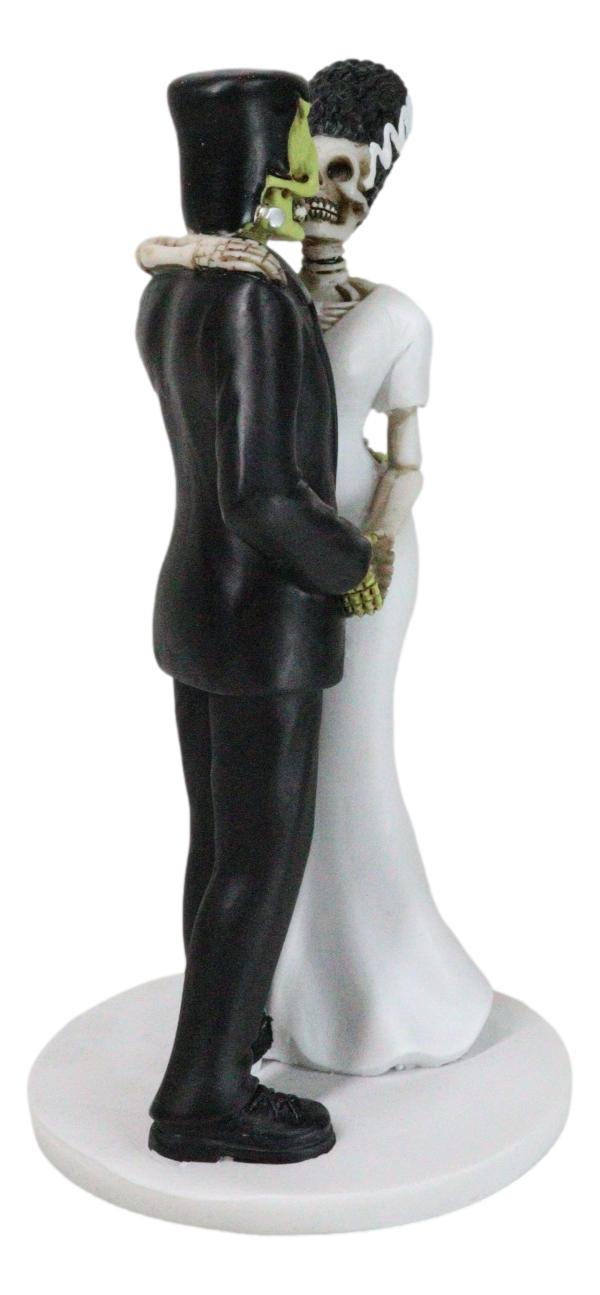 Wedding Dance Skeleton Frankenstein Skull Bride And Groom Love Sign Figurine