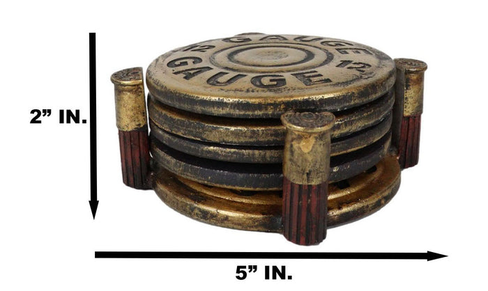 Western 12 Gauge Shotgun Bullet Shells Hunter's Ammo Coaster Set With 4 Coasters