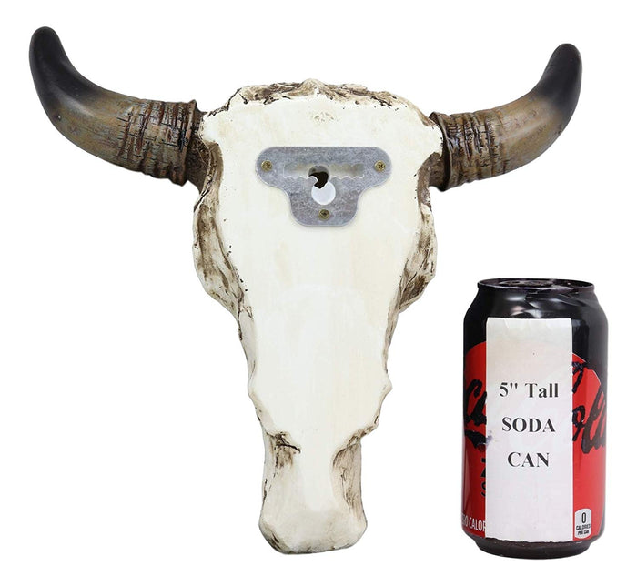 Western Aged White Steer Bison Buffalo Bull Cow Horned Skull Head Wall Decor